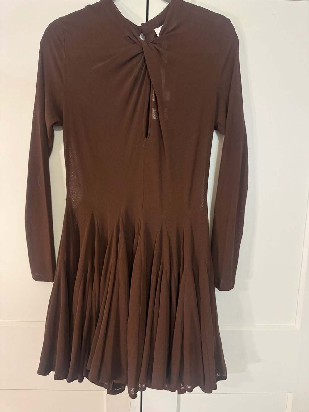 Innovare Denim Dany Ruffle Twist Mini Dress in Brown